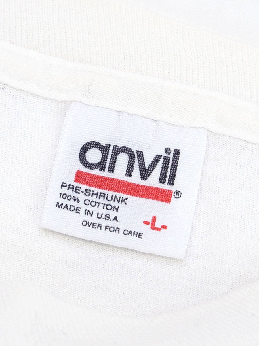 90's anvil ''IMPORTED FRIS VODKA SKANDIA'' ウォッカ プリントTシャツ 白 表記(L) USA製