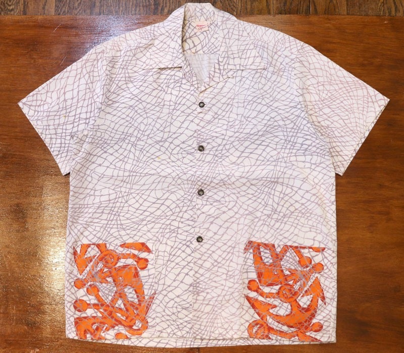 1950s S/S RAYON SHIRT , Size L