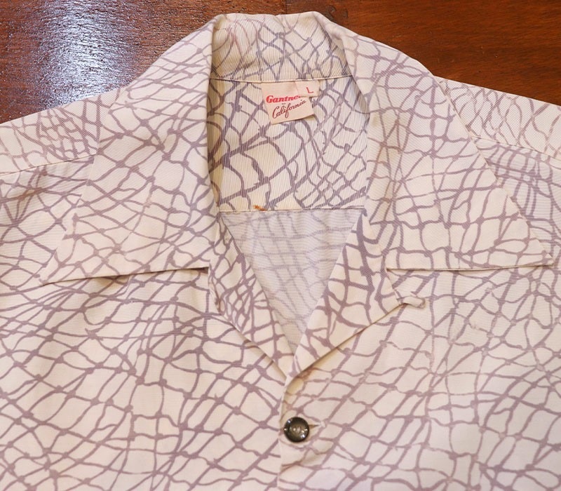 1950s S/S RAYON SHIRT , Size L