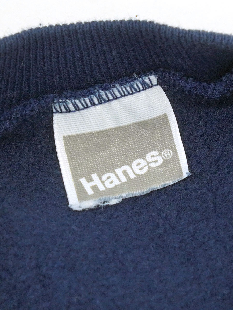 80's Hanes R/Wタイプ クルーネックスウェット 無地ネイビー 実寸(L位)