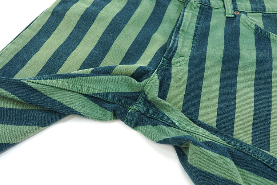 90's Levi's 550 オリジナルショーツ 緑×紺ストライプ 表記(30) USA製