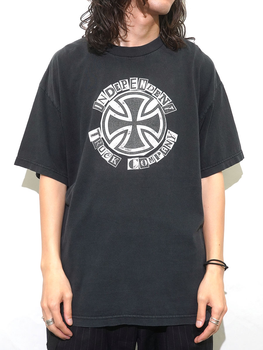 90's～ NHS ''INDEPENDENT TRUCK COMPANY'' Tシャツ ブラック 実寸(XL