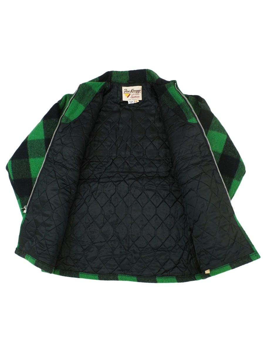 60's FOX KNAPP ブロックチェック フルジップ CPOジャケット 緑×黒