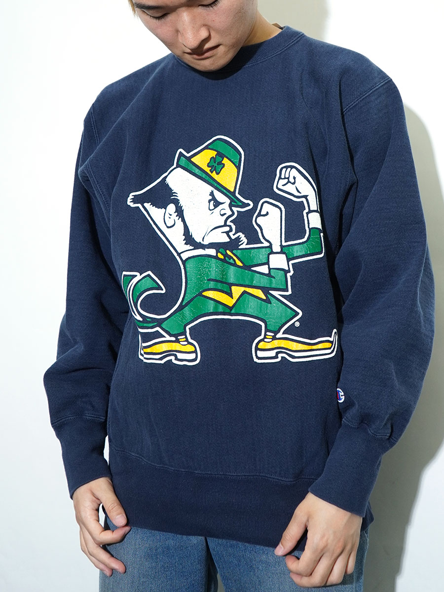 良品 90s チャンピオン リバースウィーブ ノートルダム レプラコーン L 90's～ 刺繍タグ チャンピオンRW ノートルダム レプラコーン
