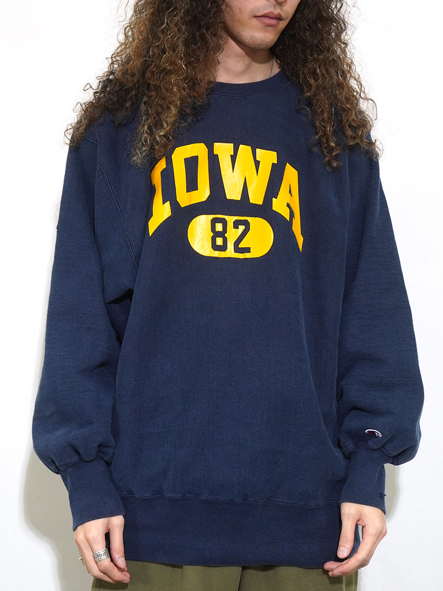 90's 刺繍タグ チャンピオンRW ''IOWA'' ネイビー 表記(XL) USA製