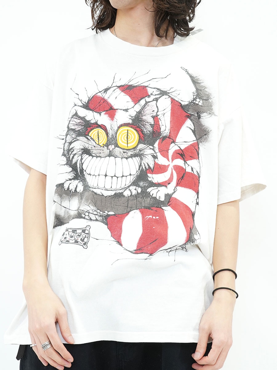 90'S ANDAZIA ALICE IN WONDERLAND ''CHESHIRE CAT'' T SHIRT WHITE