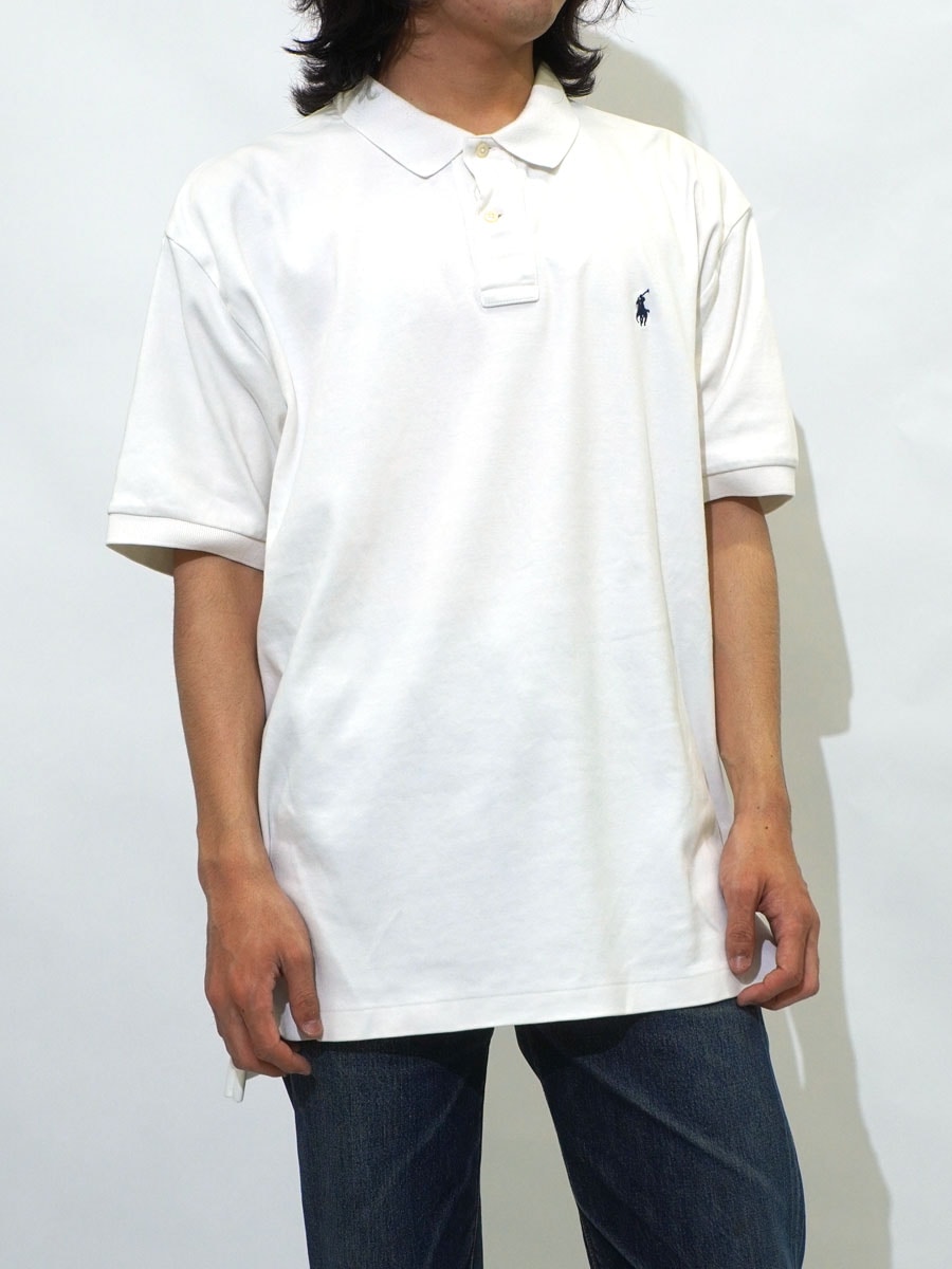 RALPH LAUREN SWEAT POLO SHIRT WHITE (SIZE.X LARGE) | SOLD OUT