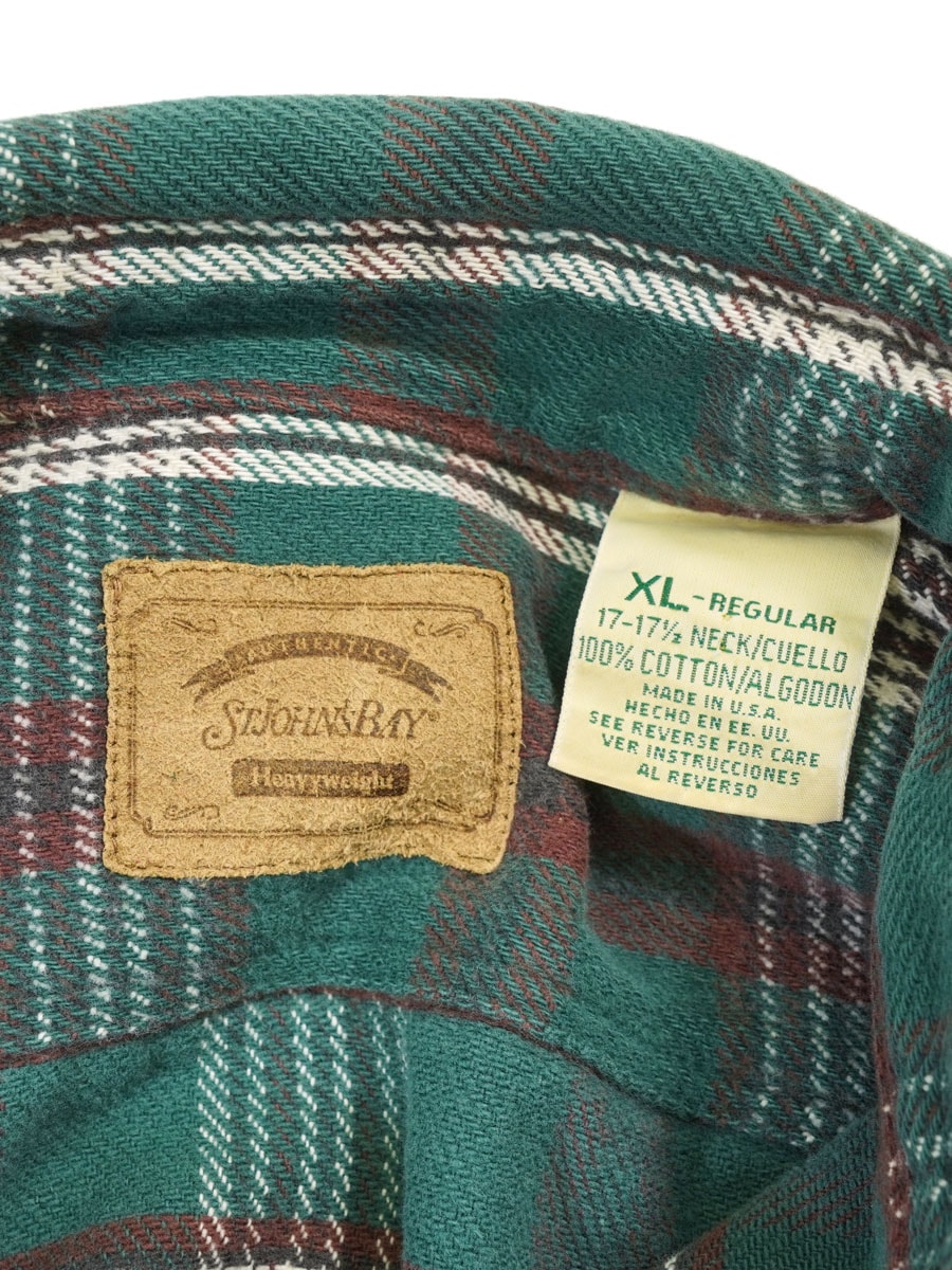 90's St.JOHN'S BAY グリーンベース 好配色チェック フランネルシャツ