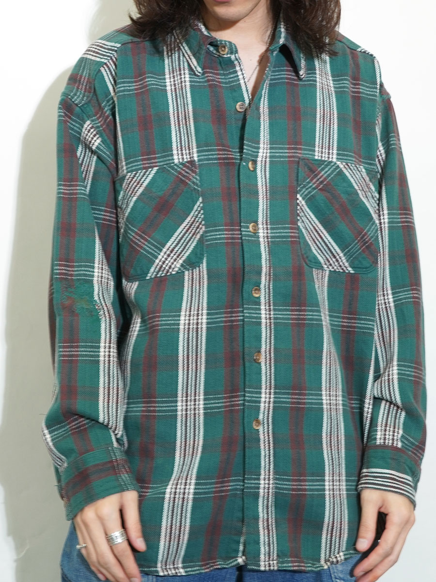90's St.JOHN'S BAY グリーンベース 好配色チェック フランネルシャツ