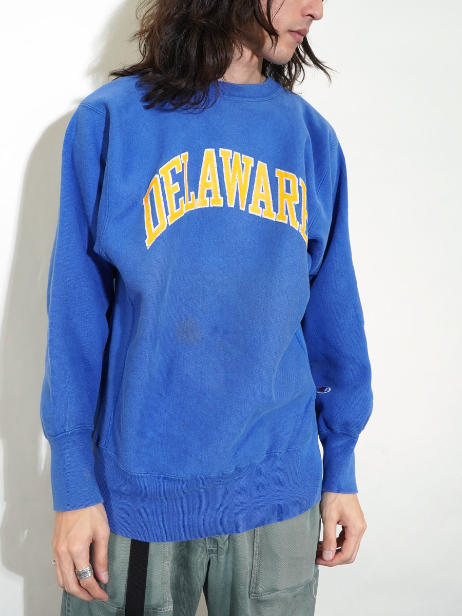 AEAE ♥ ATHLETE STRIPE L S /追跡付 90's 刺繍タグ チャンピオンRW ''DELAWAREA'' 表記(L) 群青色