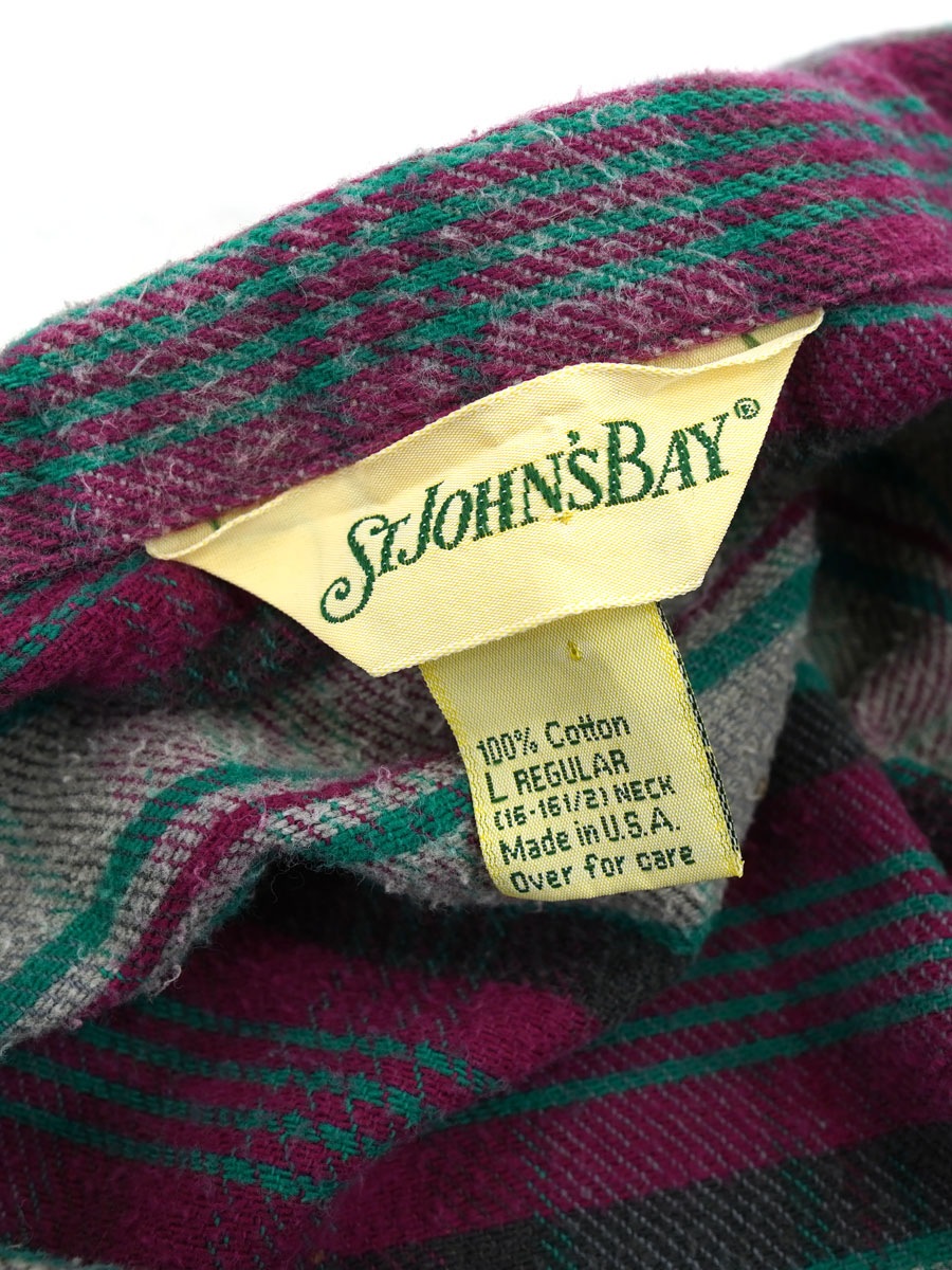 90's St.JOHN'S BAY 好配色チェック フランネルシャツ 表記(L