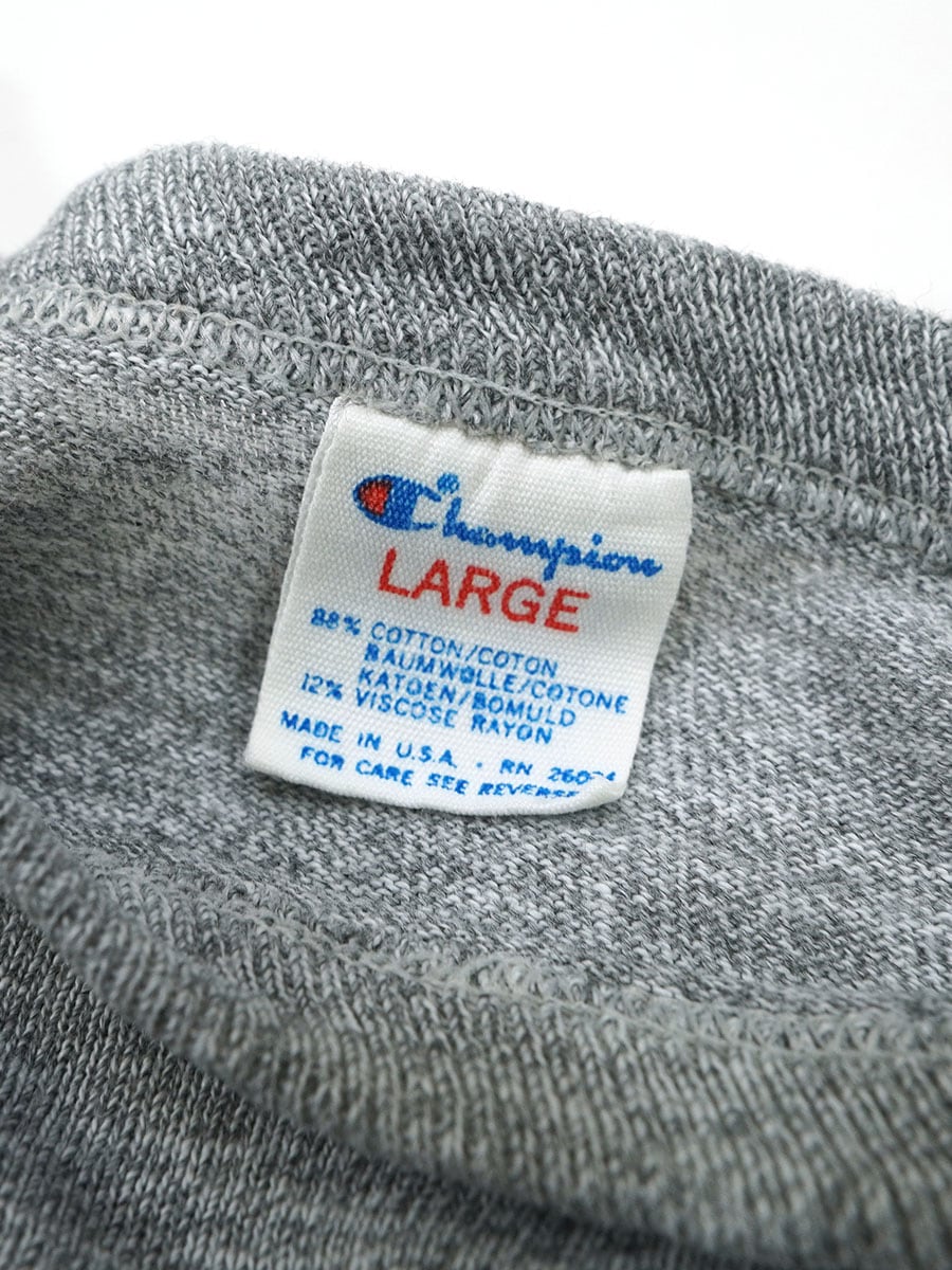 80's トリコタグ チャンピオン ''PHILLIPS ACADEMY'' 3段プリント 霜降りTシャツ 表記(L)