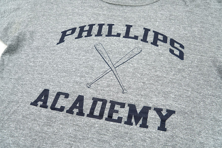 80's トリコタグ チャンピオン ''PHILLIPS ACADEMY'' 3段プリント 霜降りTシャツ 表記(L)