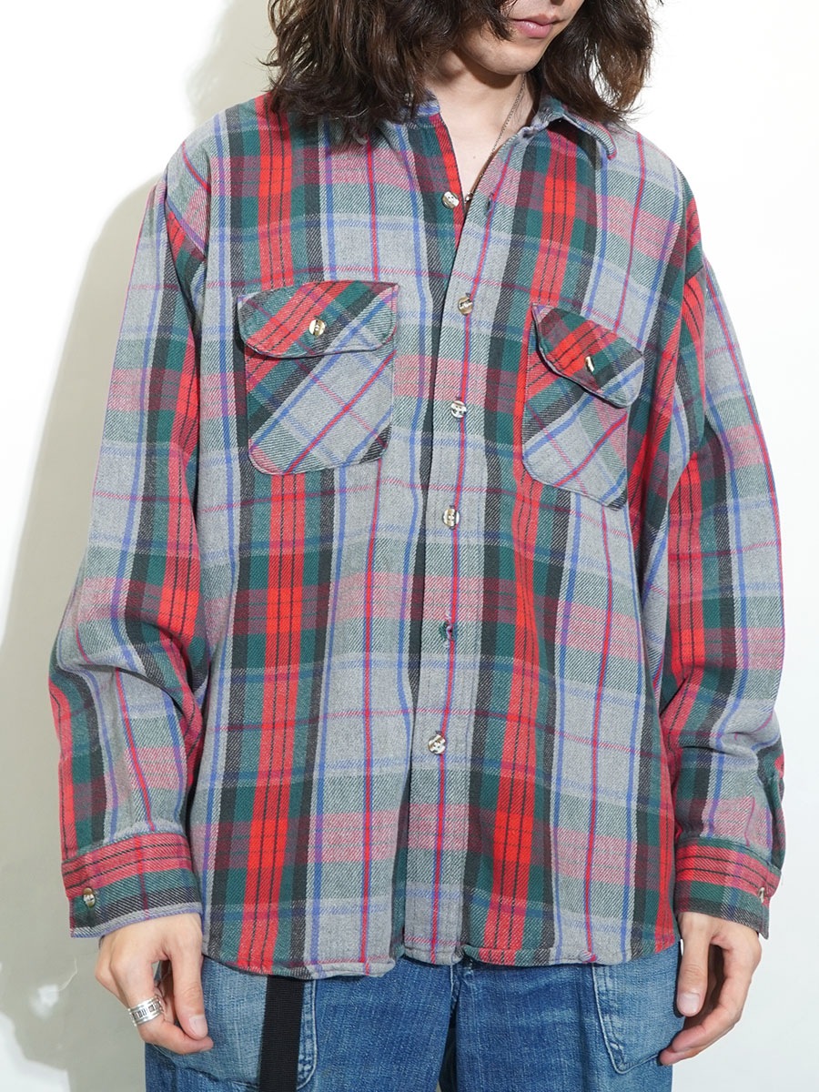 【好配色】five brother チェックシャツ L USA製 90's FIVEBROTHER 好配色チェック フランネルシャツ 表記(2XL) USA製