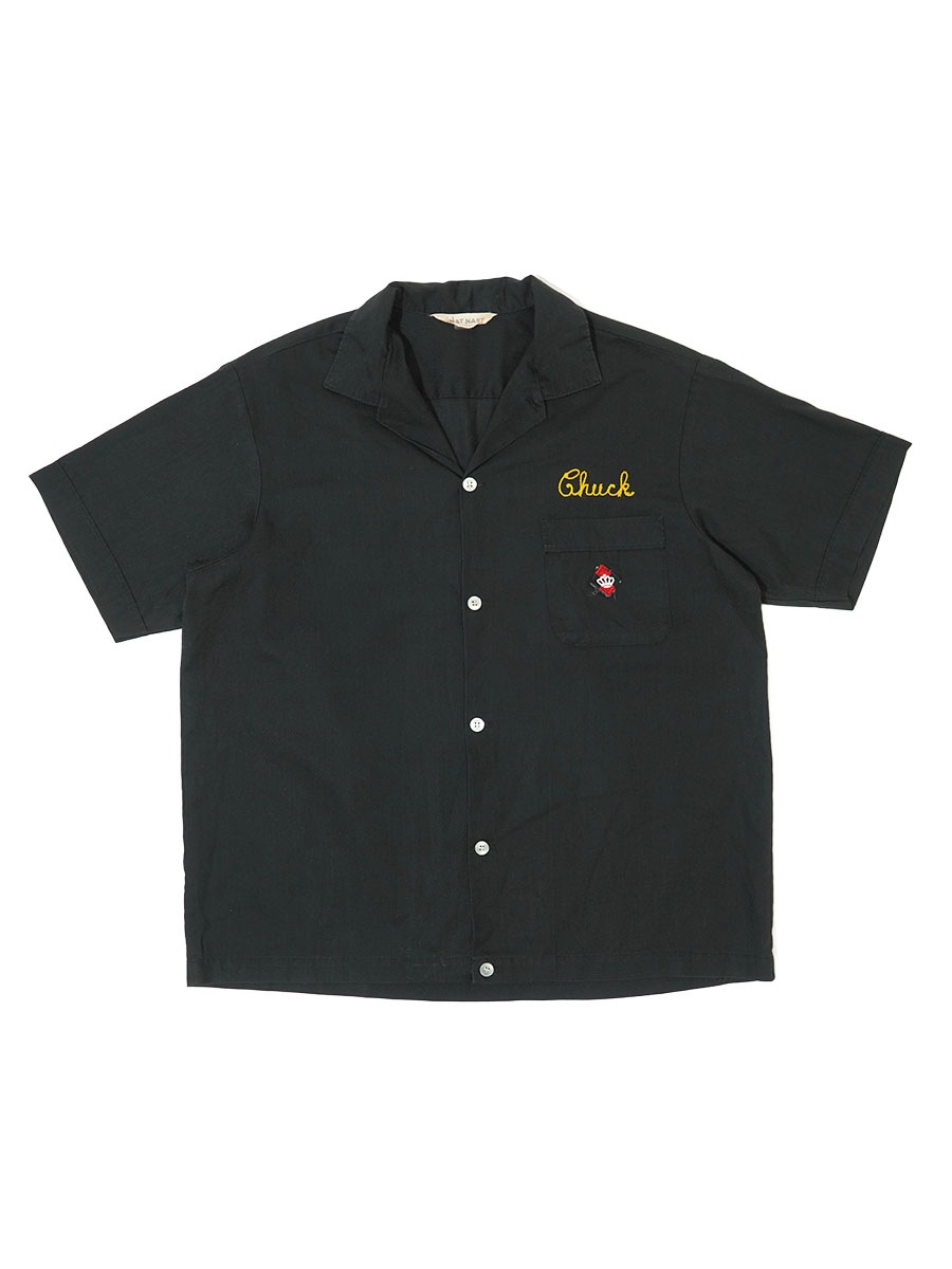60'S NAT NAST ''GALE SQUARES'' BOWLING SHIRT BLACK (APPROX.MEDIUM