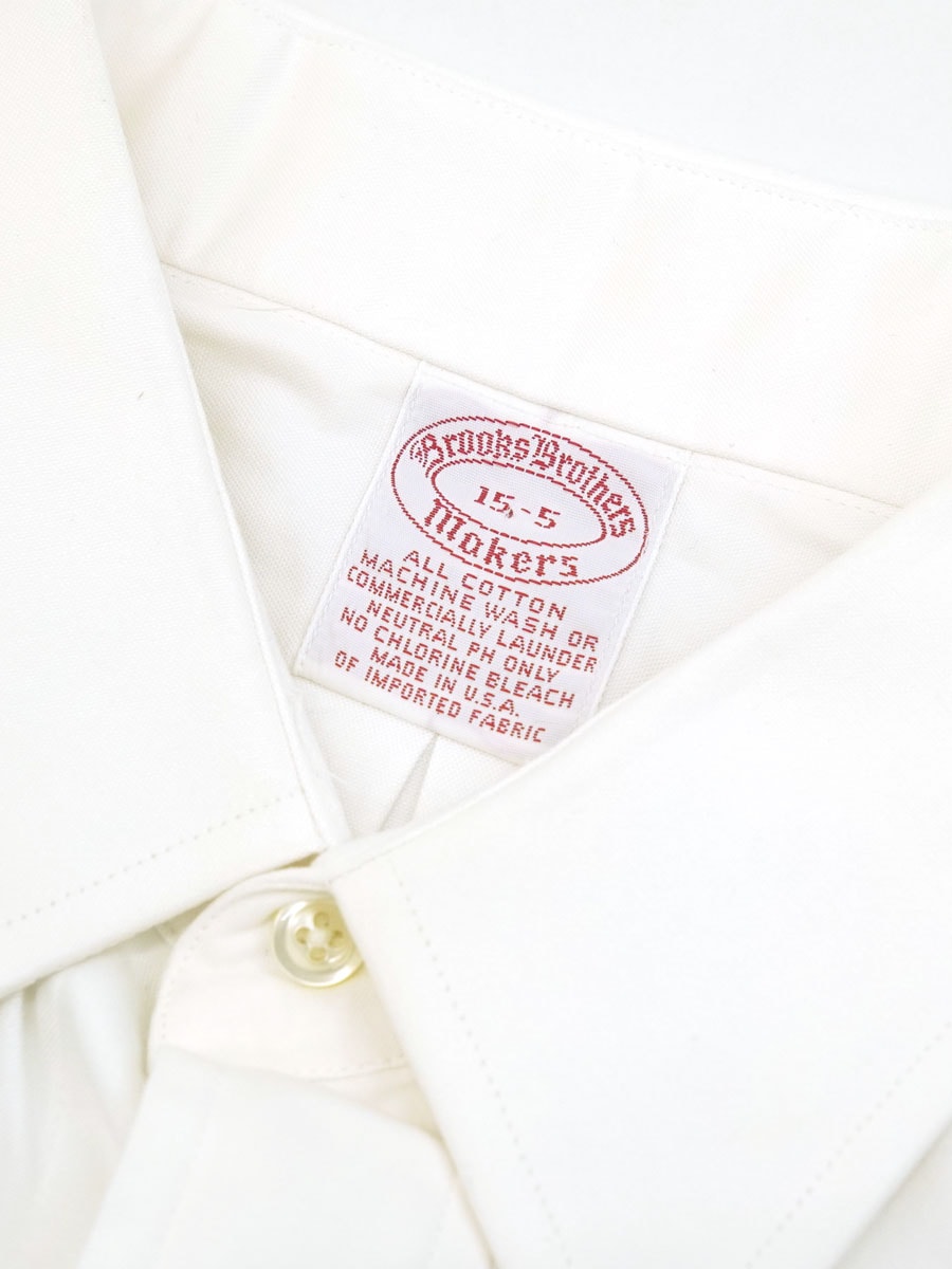 USA製 Brooks Brothers Makers 無地 ロングスリーブシャツ 白