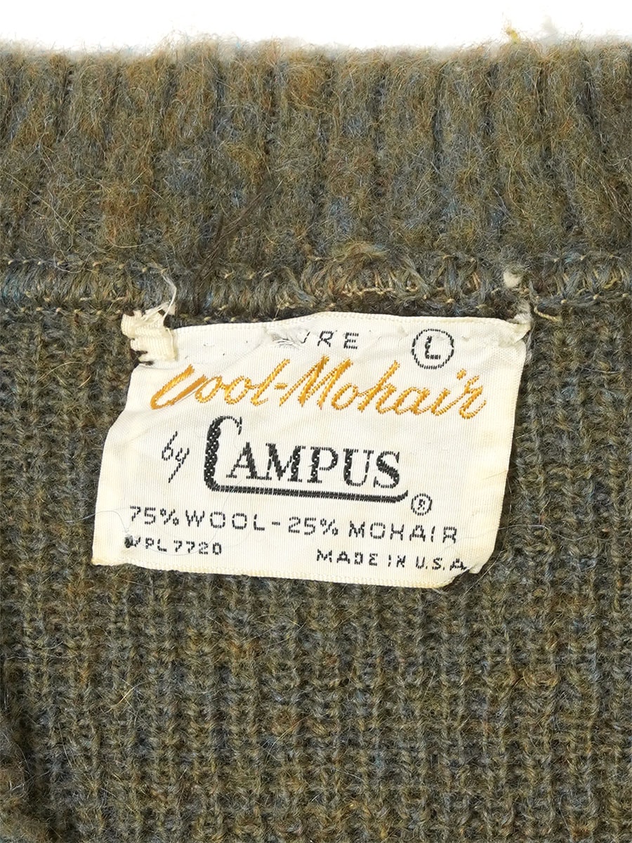 60's Wool-Mohair by CAMPUS ミックスカラー Vネック モヘアセーター