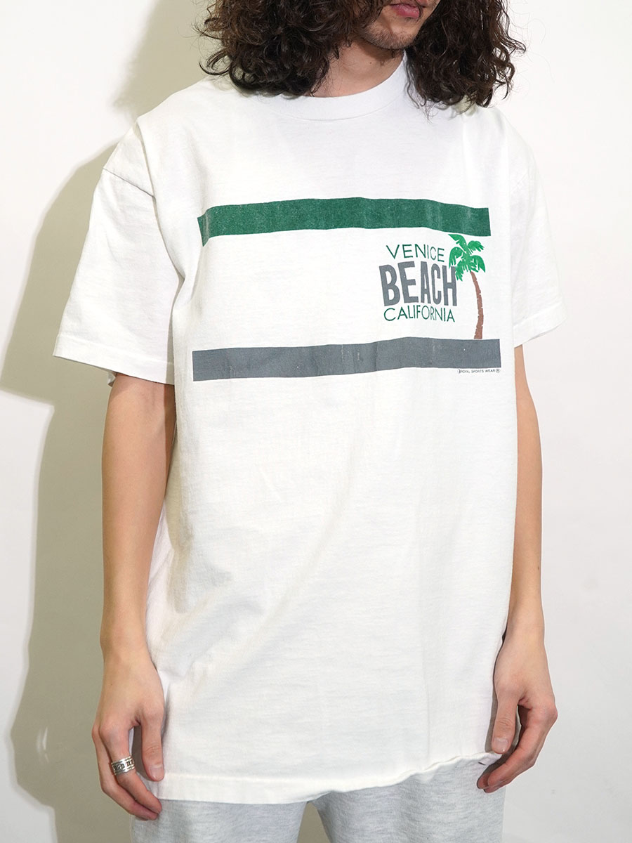 90's～ ''VENICE BEACH CALIFORNIA'' プリントTシャツ ホワイト 実寸