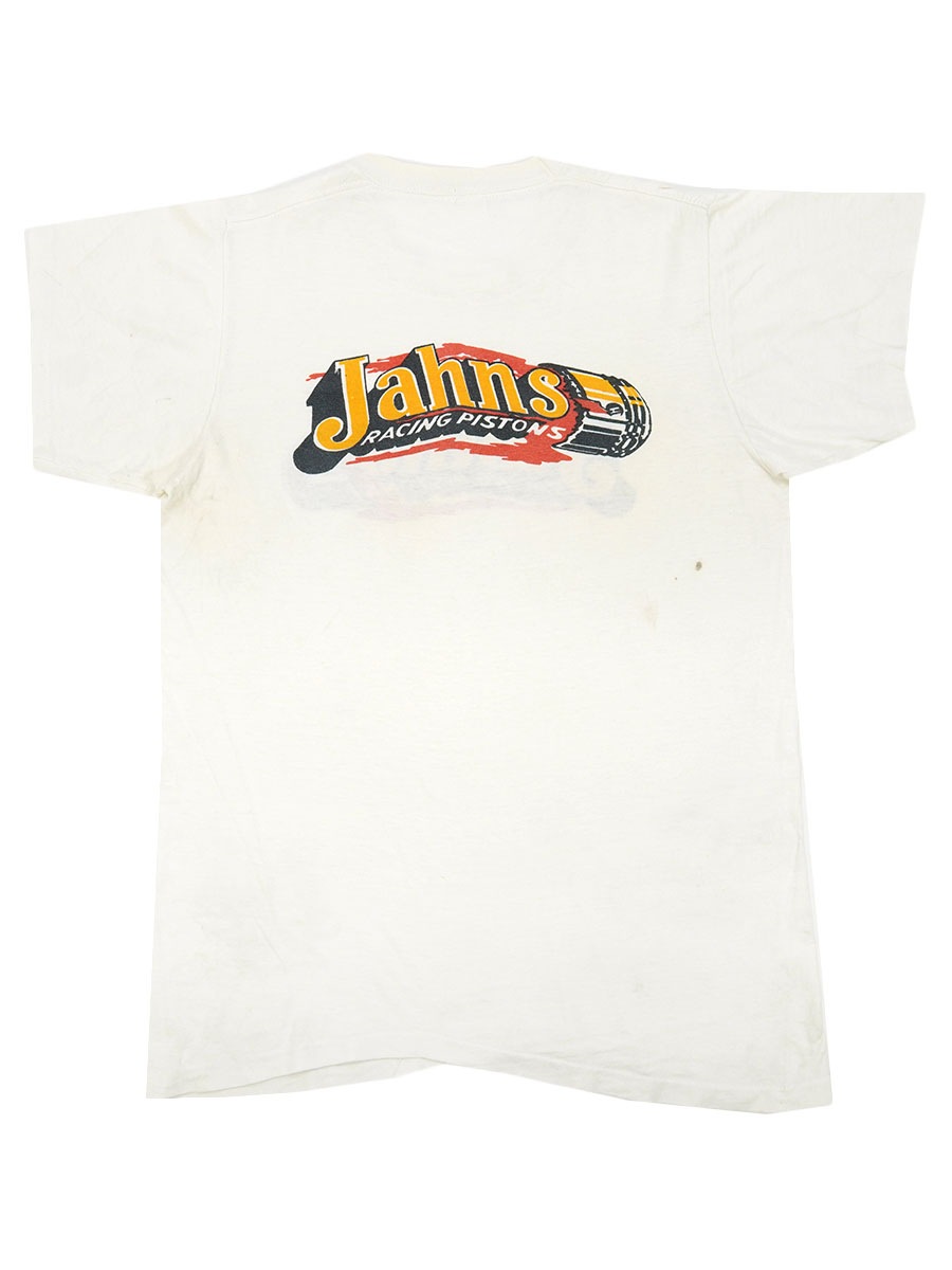 70's～ ''JAHNS RACING PISTONS'' 両面染み込みプリント Tシャツ 実寸(M位)