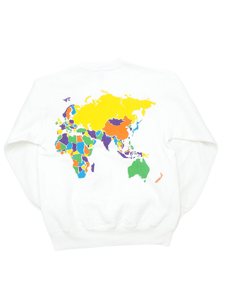 90's JERZEES SUPER SWEATS 世界地図 スウェット ホワイト 表記(M) USA