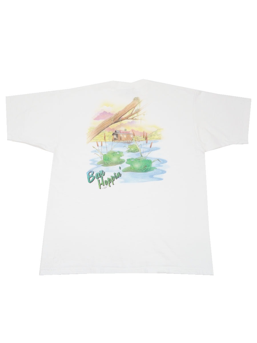 90's anvil ''Budweiser'' カエル 両面プリント Tシャツ ホワイト 表記