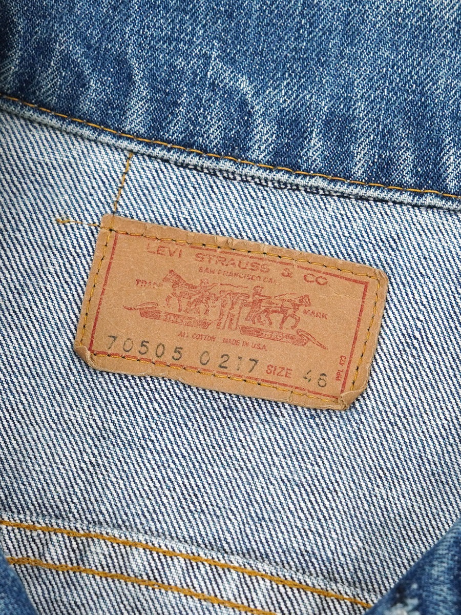70's Levi's 70505 スモールe デニムジャケット 良雰囲気 表記