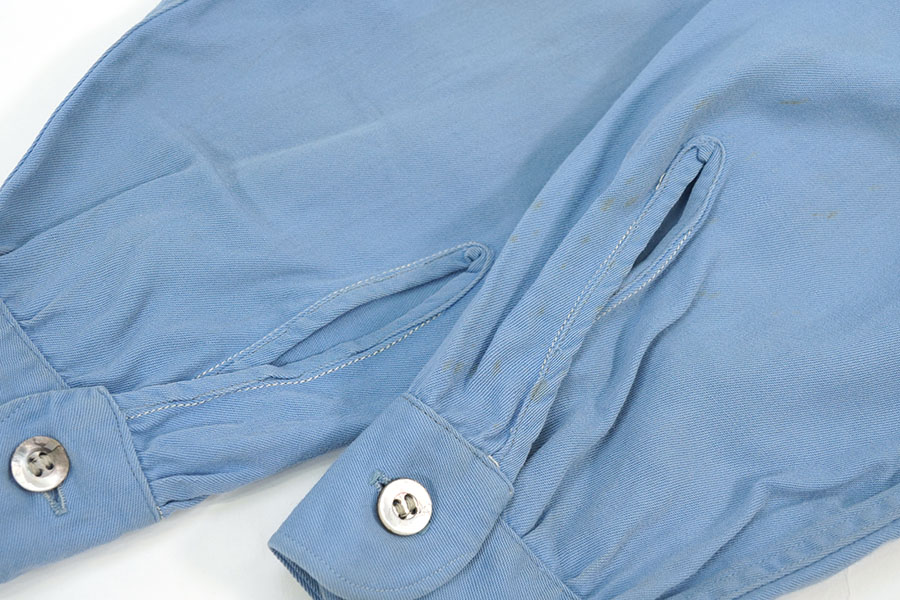 60'S ARROW L/S SHIRT PLAIN BLUE (APPROX.MEDIUM) | NEW ITEM