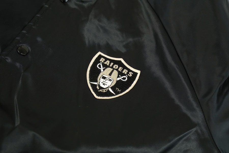 80's Chalk Line ''RAIDERS'' サテンスタジャン 表記(XL) 黒 USA製