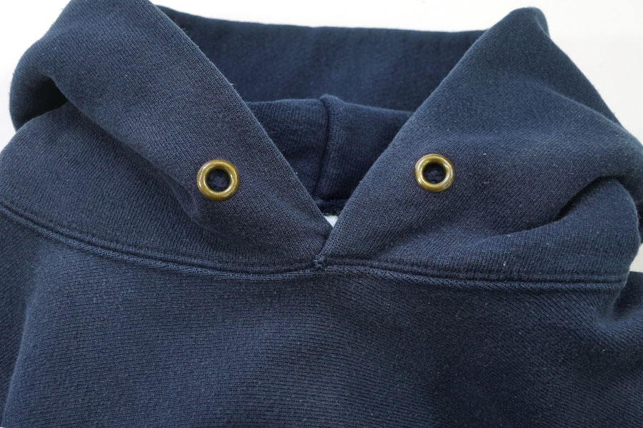 90's 刺繍タグ チャンピオンRWパーカ 無地ネイビー 目無し！ 表記(XL
