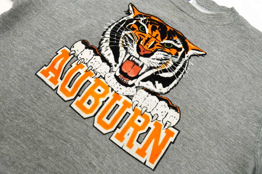 80's RUSSELL ATHLETIC ''AUBURN'' フェルトプリント 前Vスウェット