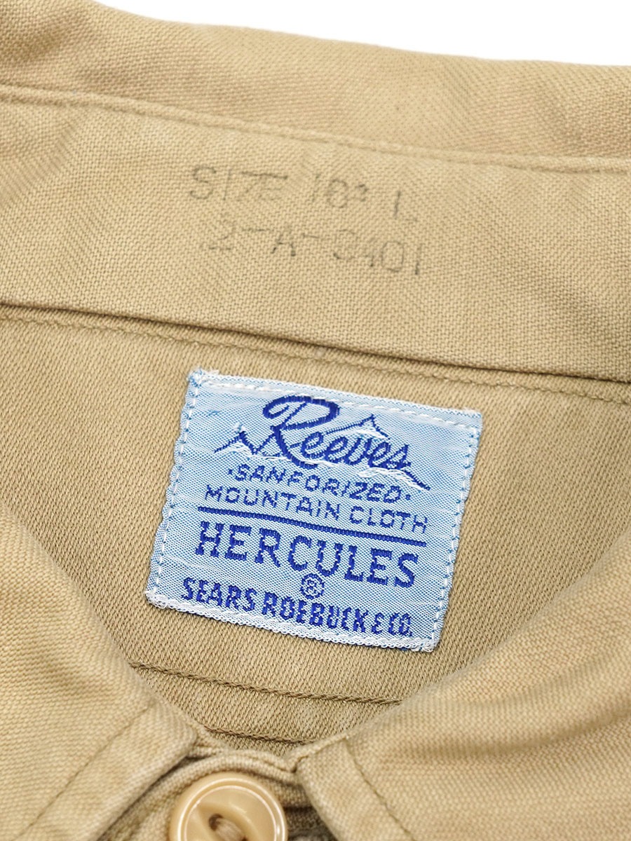 50's～ HERCULES チノクロス ロングスリーブ ワークシャツ マチ付き
