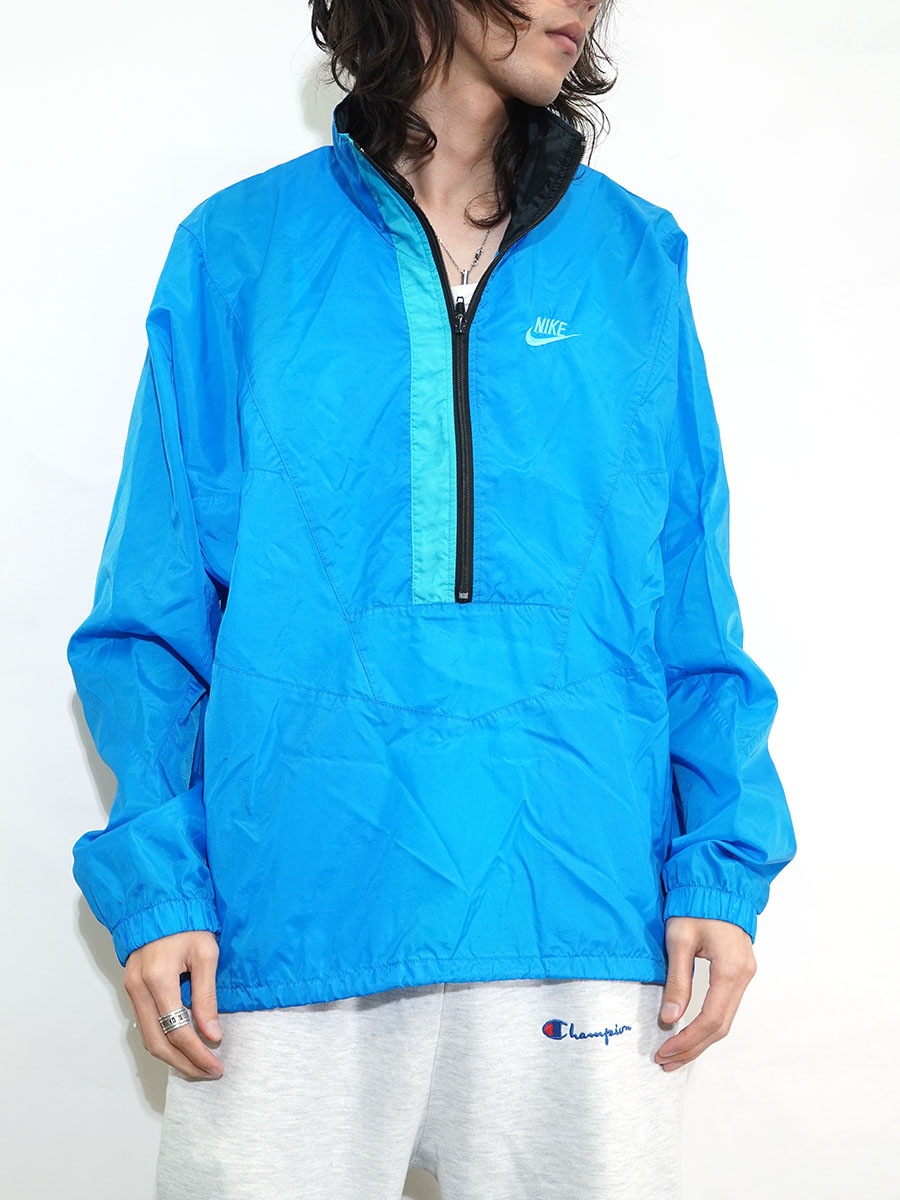 90's NIKE ハーフジップ ナイロンジャケット ライトブルー 表記(L