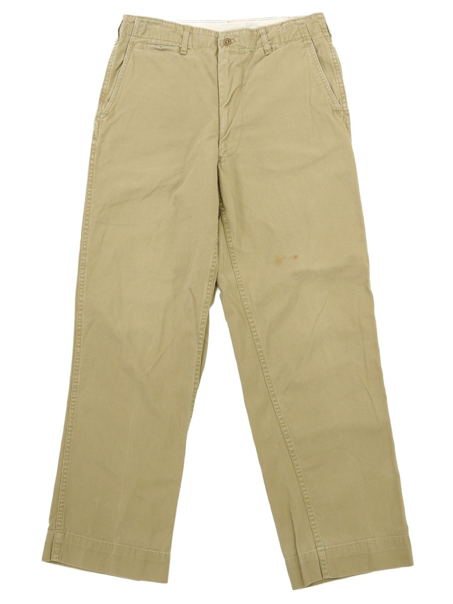 70's MILITARY VAT DYE チノトラウザーズ ジッパーフライ 実寸(31x28位