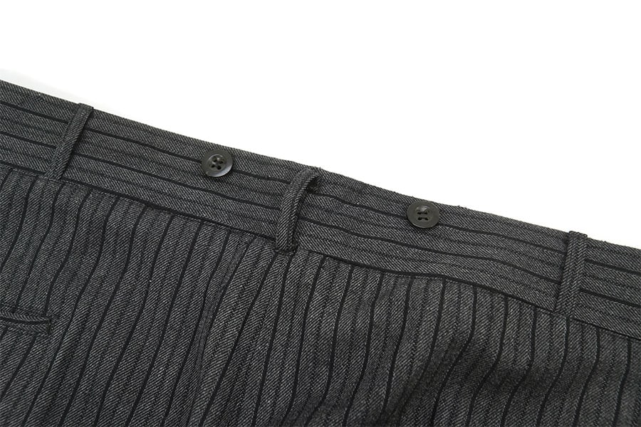 RRL BLACK STRIPE PANTS ストライプ サスペンダーボタン 29の通販 ファッション RRL BLACK STRIPE PANTS ストライプ