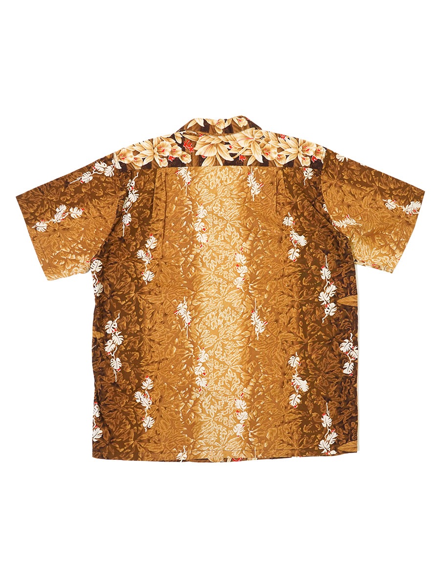 60'S KAMEHAMEHA BORDER PATTERN COTTON HAWAIIAN SHIRT (SIZE.LARGE