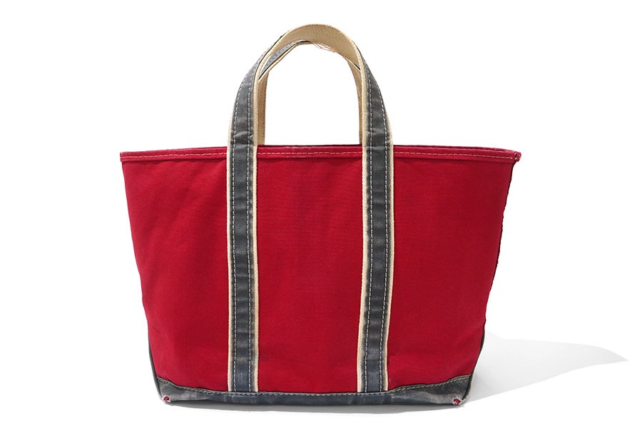 LL Bean ビーントート ギザタグ 80s 赤 レッド ラージ 耳付き 80's L.L. Bean DELUXE BOAT AND TOTE レッド×ネイビー LARGE | NEW