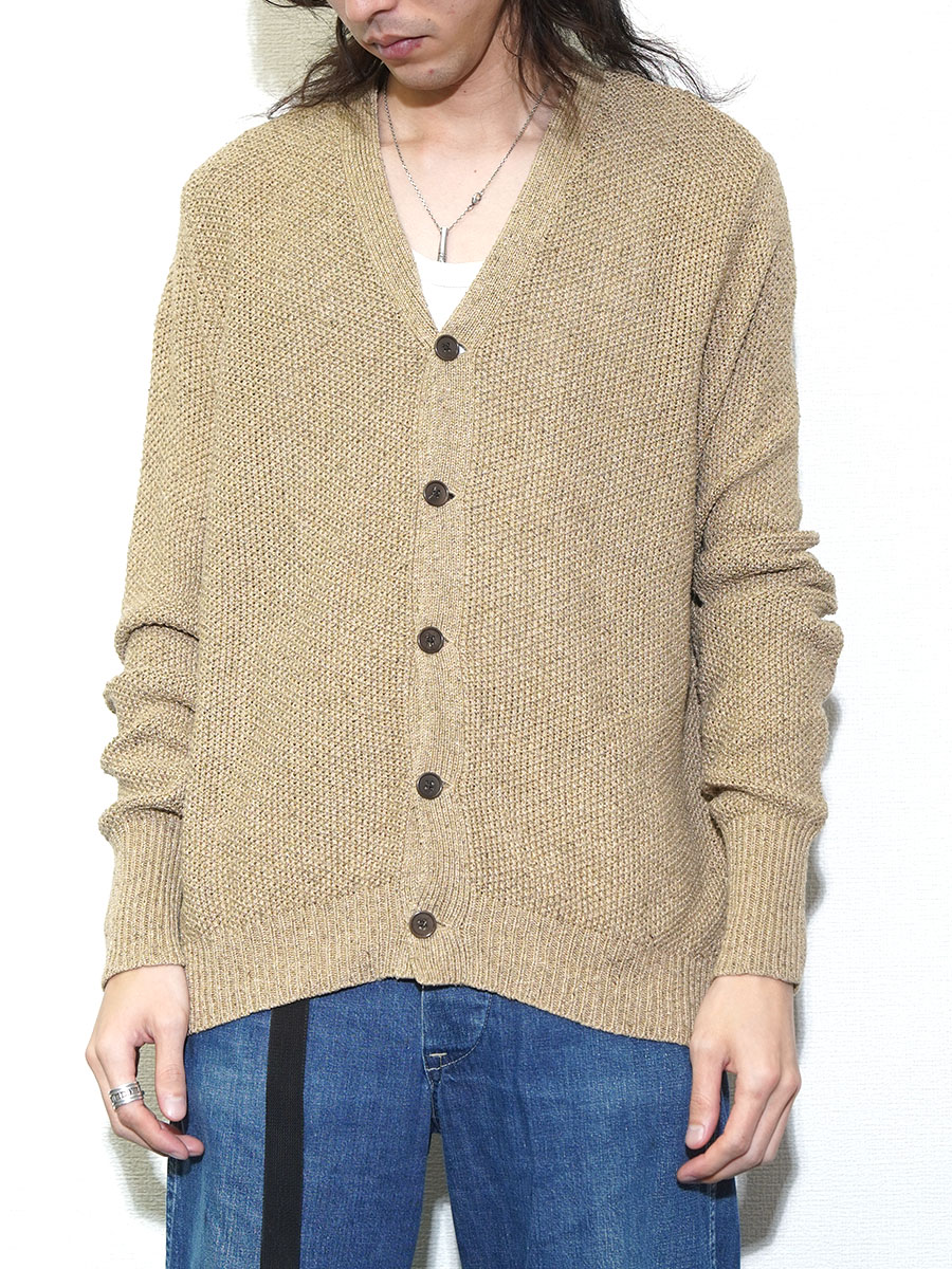 ラルフローレン　シルクリネンニットカーディガン ラルフローレン 100%シルク カーディガン ライトブラウン 表記(L