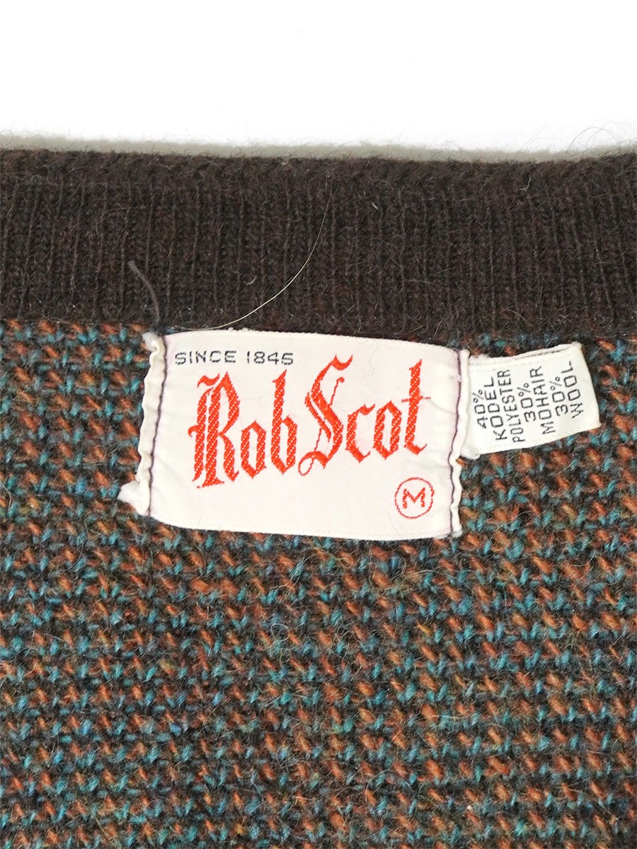 60's Rob Scot アーガイル柄 モヘアニットカーディガン 表記(M)