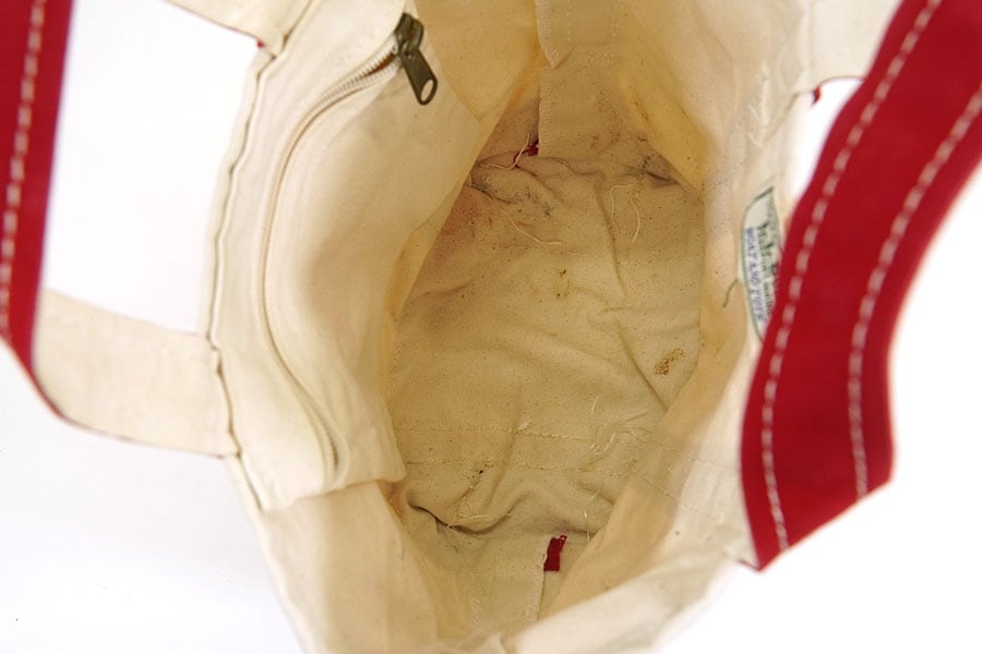 LL Bean レッド×アイボリー80‘s トートBOAT AND TOTE L.L. Bean Boat and Tote White Red Canvas Tote Bag Zip Top