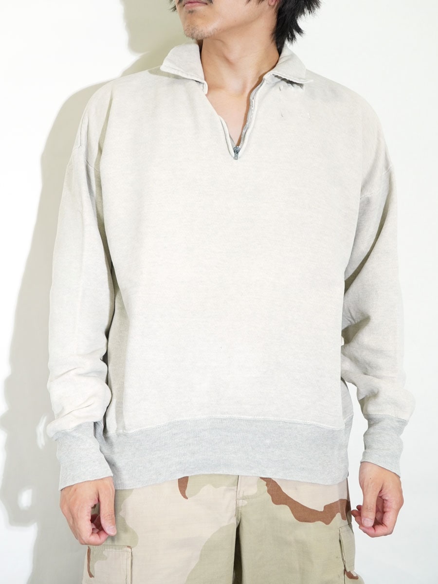 50s ヴィンテージ ハーフジップスウェット サイズXL 50's SPORTSWEAR 襟付き 無地 ハーフジップスウェット グレー