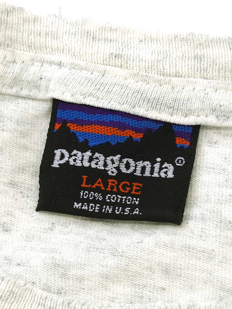 90年代 パタゴニア Tシャツ patagonia 雪なしタグ USA Lサイズ 90年代 USA製 patagonia パタゴニア 雪なしタグ バックプリント T