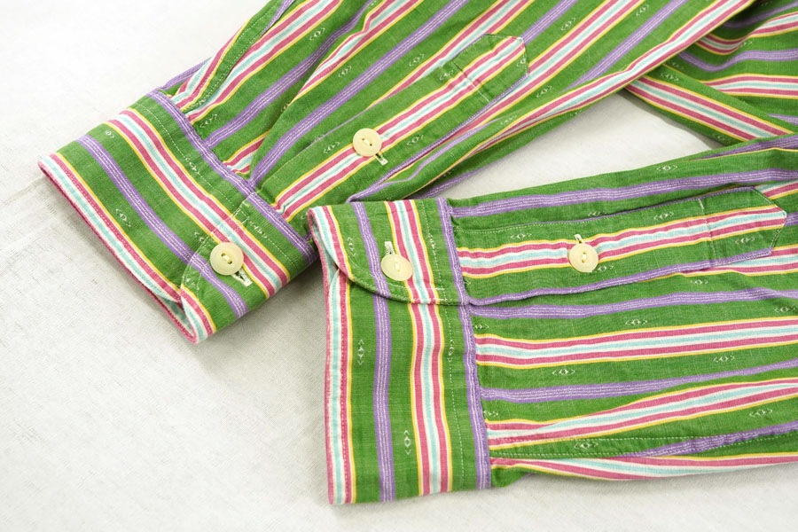 RRL ストライプ チンストシャツ L RRL ダブルアールエル 三ツ星黒タグ コットン ストライプ 長袖