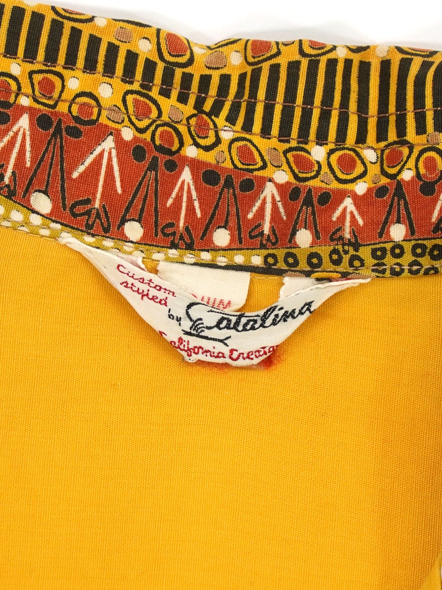 50'S CATALINA S/S COTTON SHIRT MUSTARD (SIZE.MEDIUM)