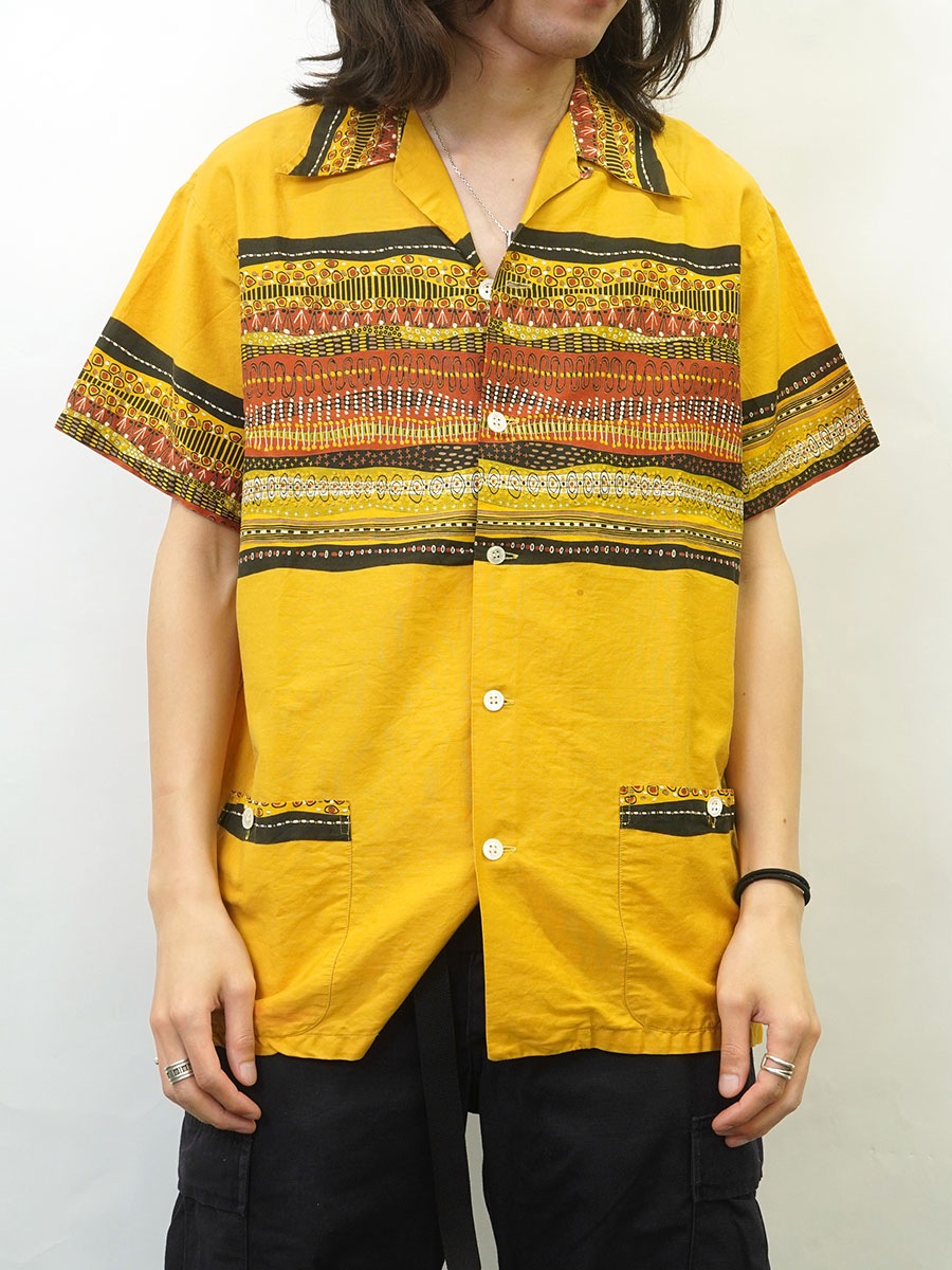 50'S CATALINA S/S COTTON SHIRT MUSTARD (SIZE.MEDIUM)