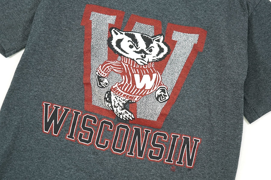 80's JERZEES ''WISCONSIN'' バッキー君 プリントTシャツ
