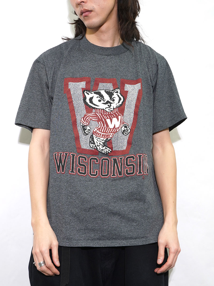 80's JERZEES ''WISCONSIN'' バッキー君 プリントTシャツ