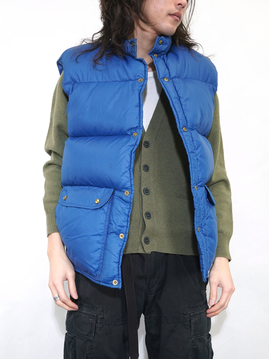 70's CAMP7 リップストップ ダウンベスト ネイビーブルー 表記(XL