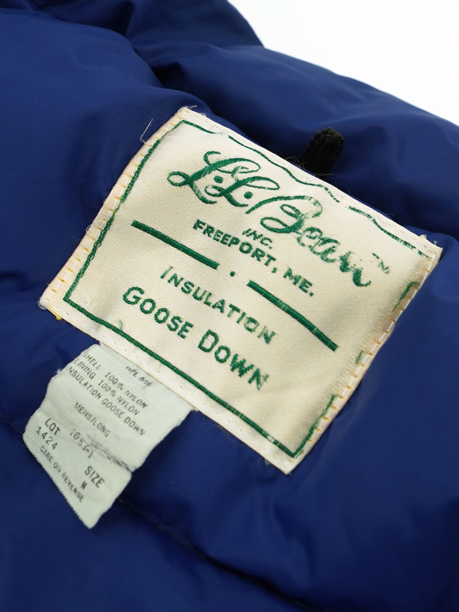 70's L.L.BEAN 筆記体 2ポケ ダウンベスト ネイビーブルー 表記(M