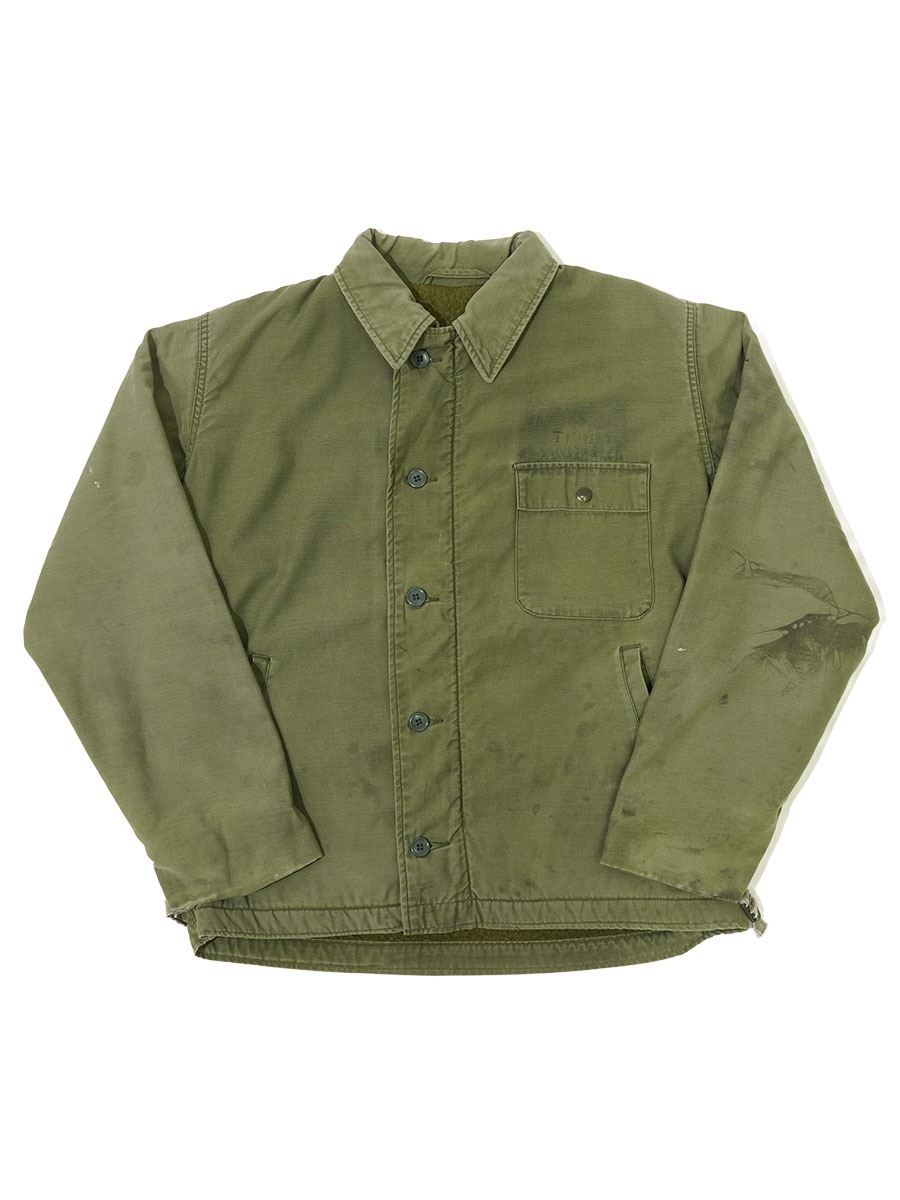 '85 U.S.NAVY A-2デッキジャケット 表記(LARGE) ステンシル
