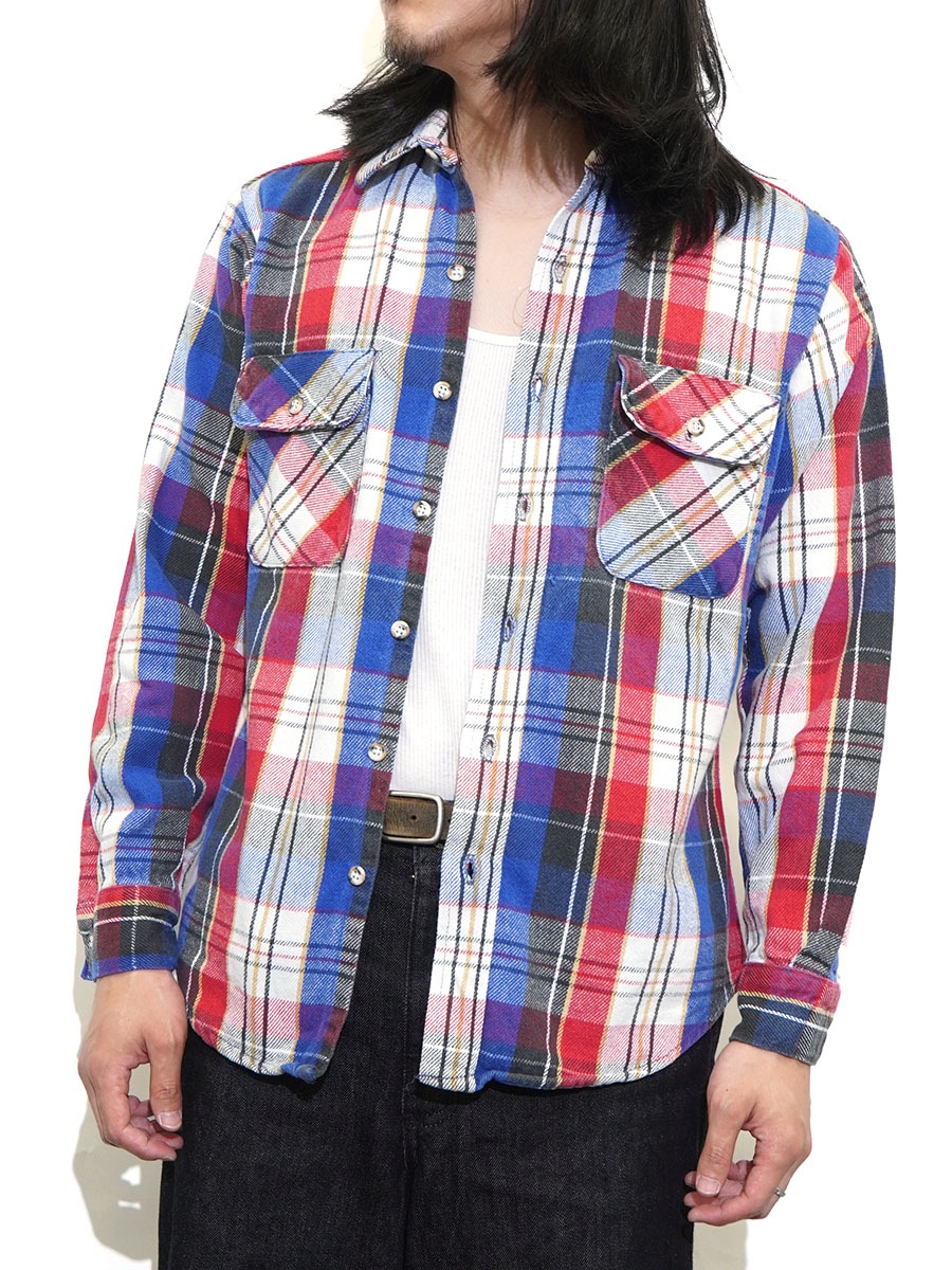 80'S FIVE BROTHER PLAID FLANNEL SHIRT (SIZE.MEDIUM) MADE IN USA